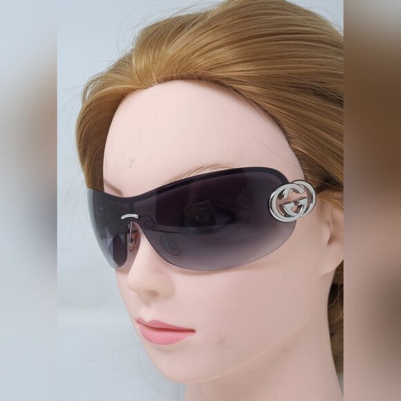 Gucci Women\'s Sunglasses Vintage Y2K Shield Wrap Silver Purple Gradient GG2773/S main image 6